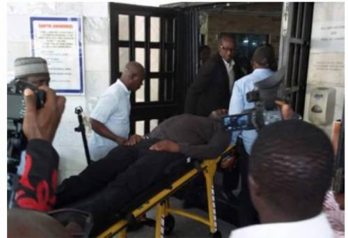 Senator Dino Melaye on a stretcher