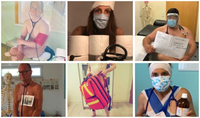 Naked Qualms. German doctors go nude to protest shortage of equipment