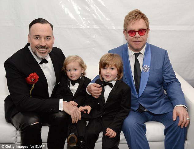elton john and husband david furnish and chilldren