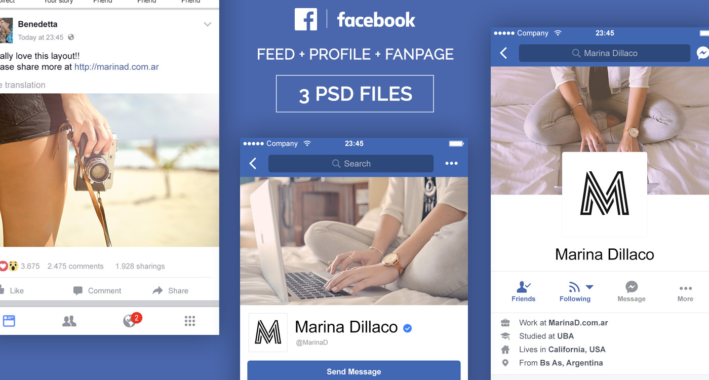 FREE Facebook Mobile PSD UI