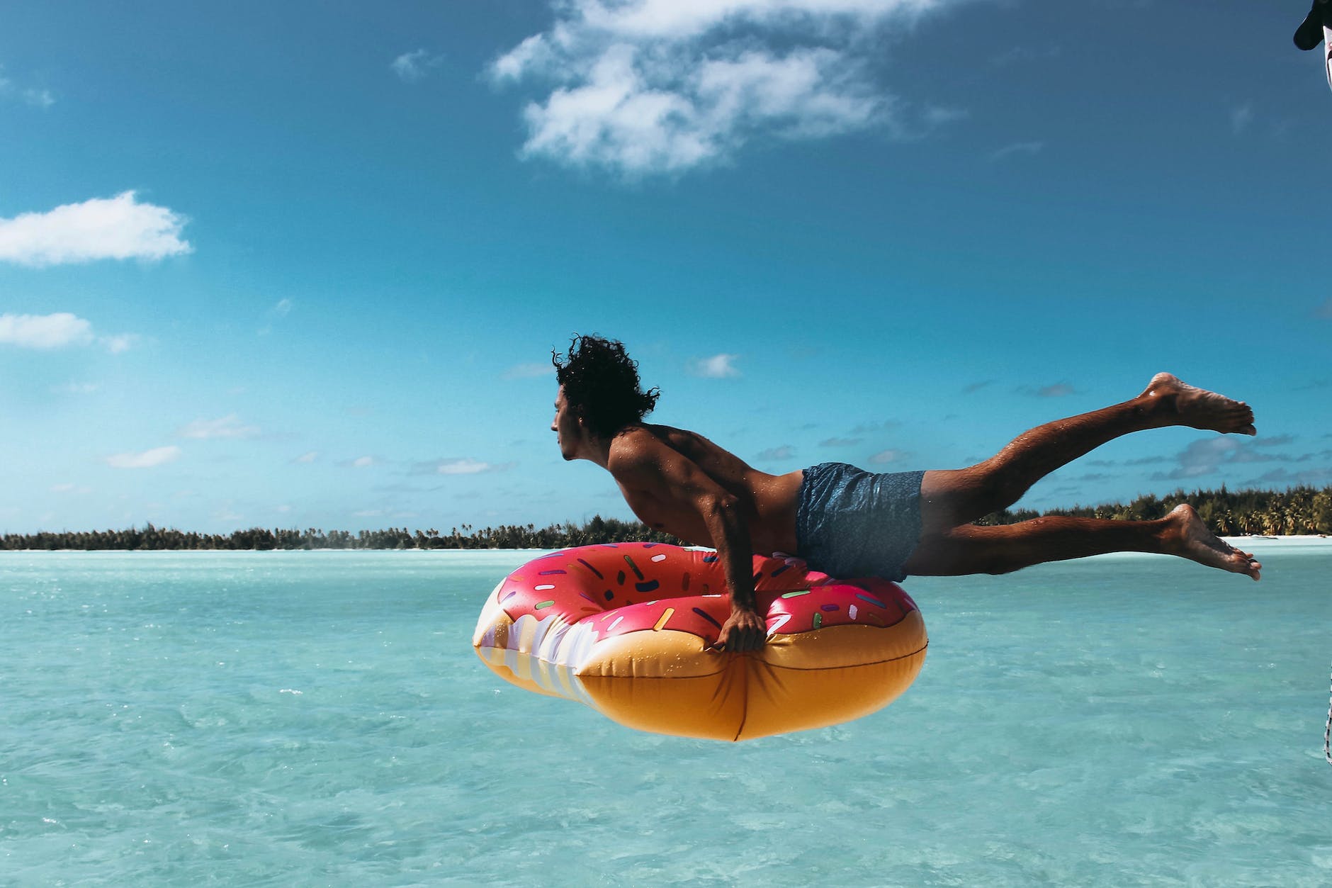 man with floater