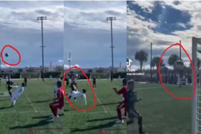 Mateo Messi scores amazing bicycle kick goal