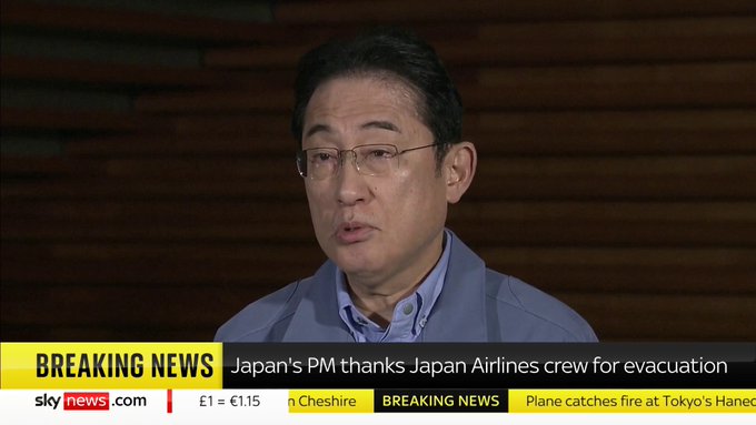 Japanese PM shares heartfelt condolences and gratitude after airport tragedy