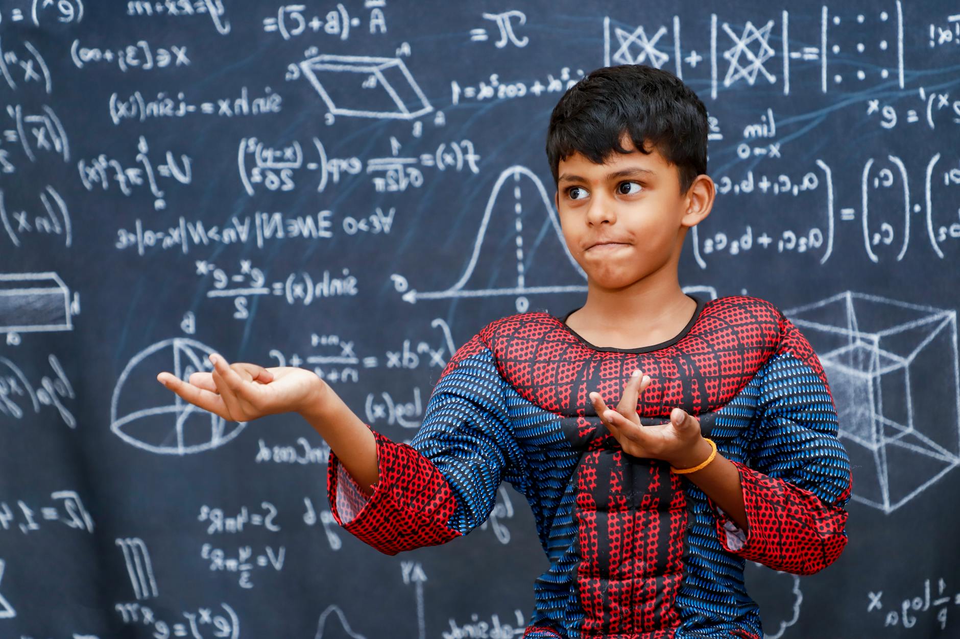 boy wearing spiderman costume