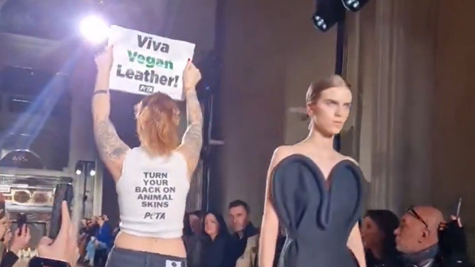 How animal rights protesters disrupted Victoria Beckham’s Paris Fashion Week