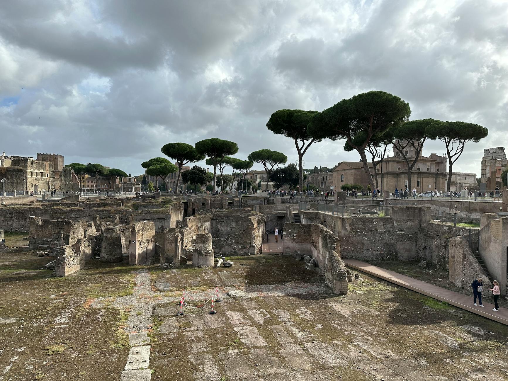 ancient roman ruins with pine trees in lazio