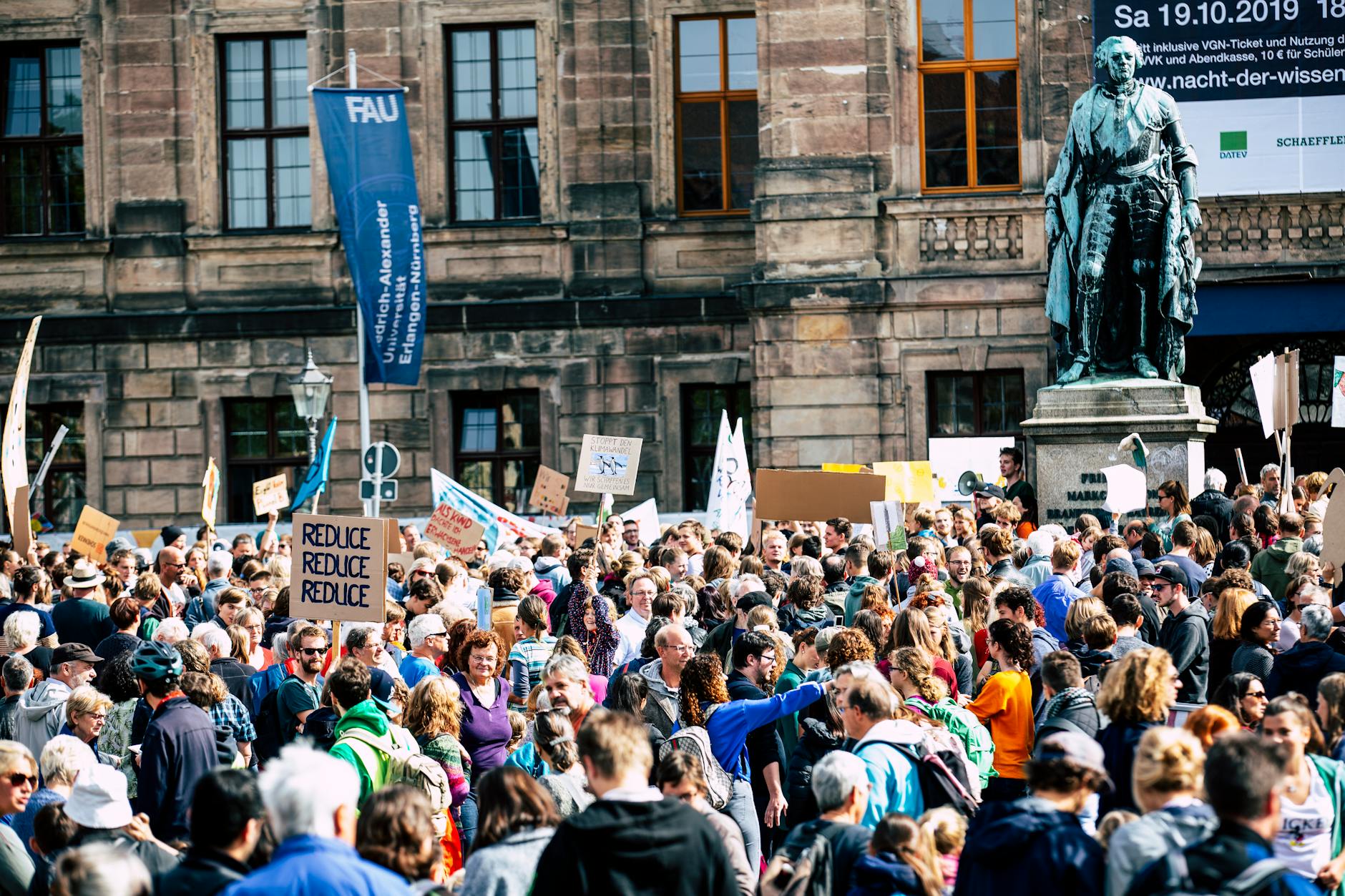 a crowd of protesters in strasbourg