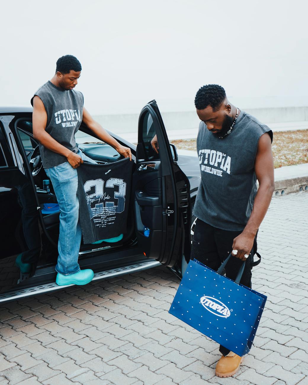 casual urban fashion with car lifestyle vibe