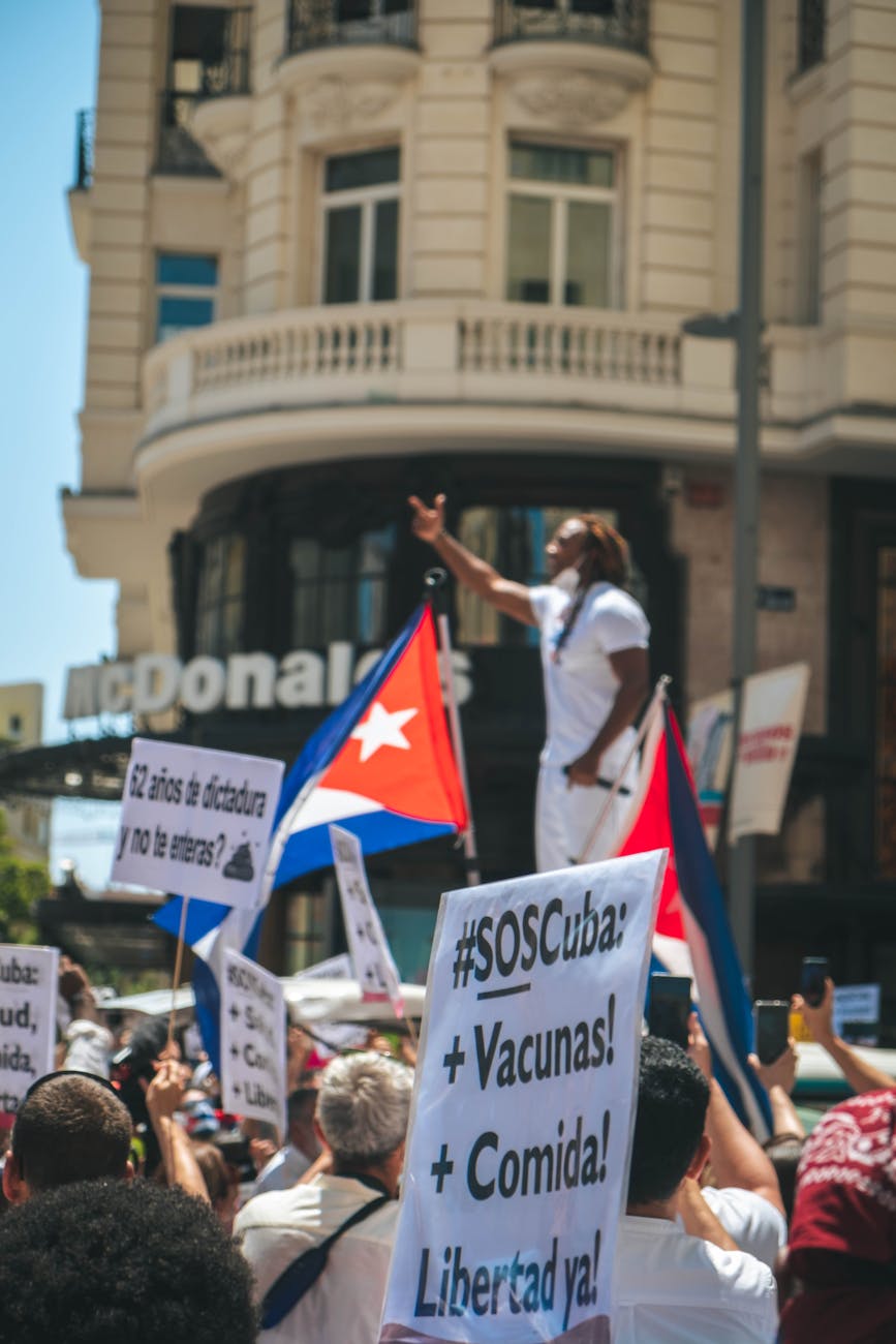 people protesting on a public place