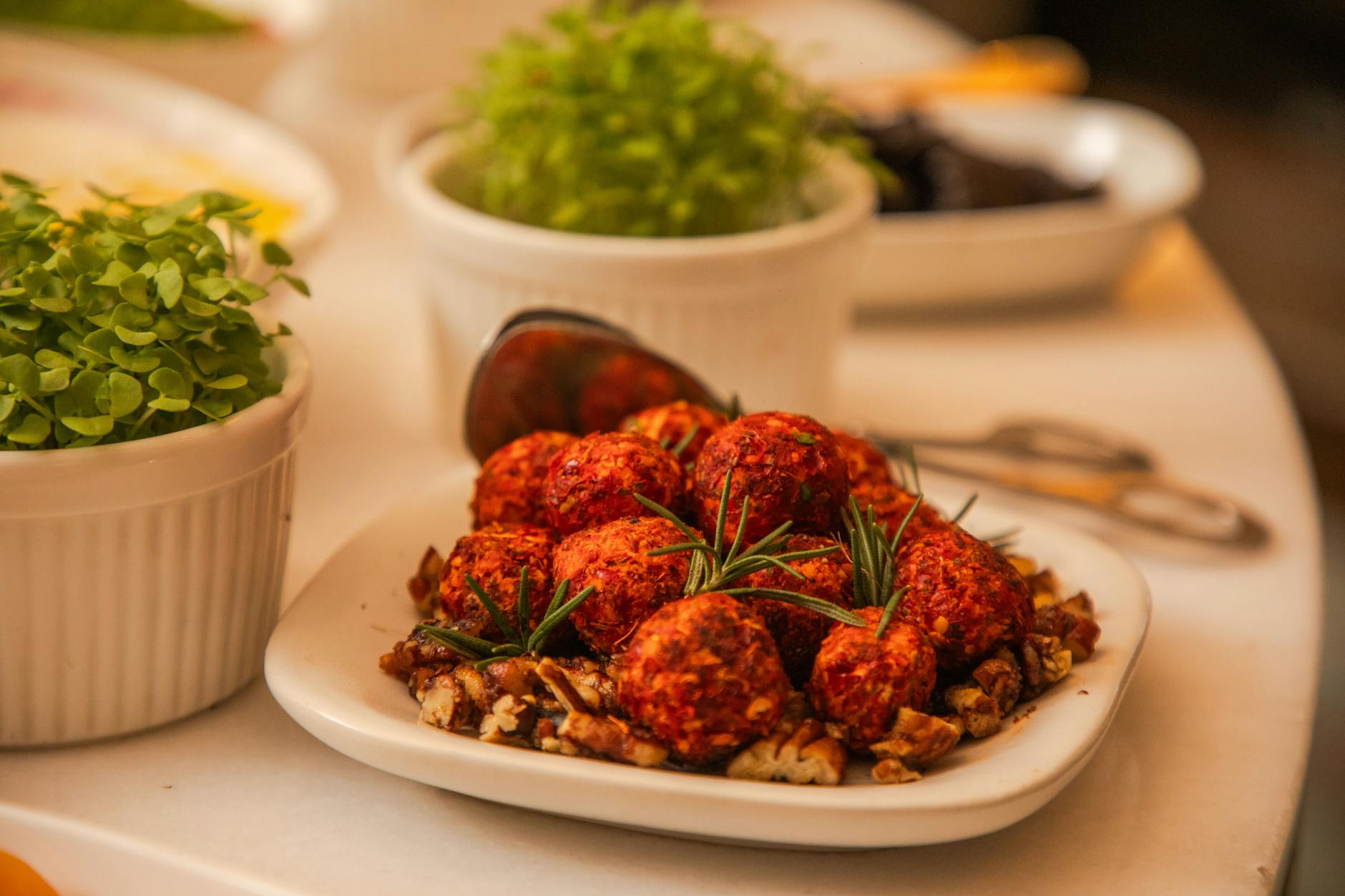 delicious spicy cheese balls with fresh herbs