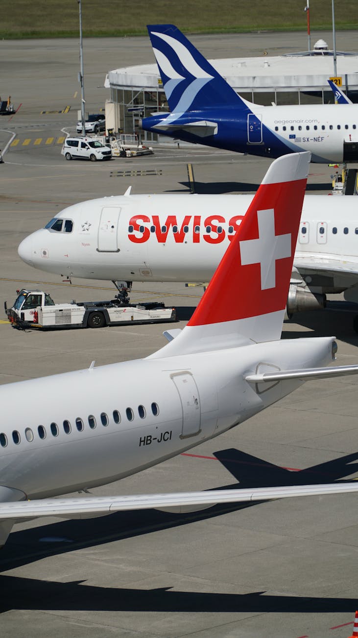airplanes at zurich airport terminal gates