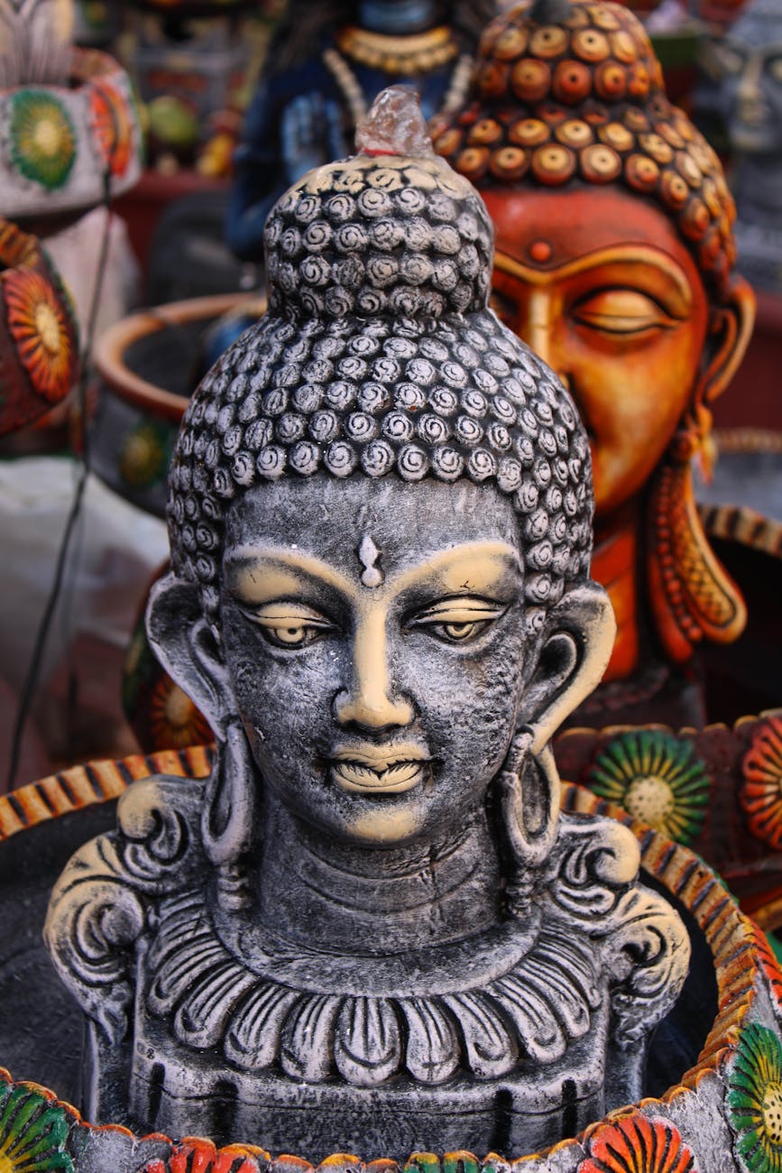 close up shot of a concrete buddha statue