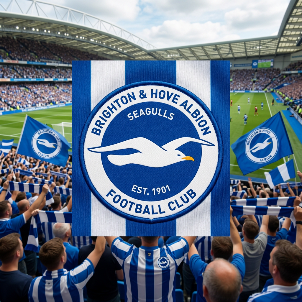 Brighton & Hove Albion Football Club emblem with seagull and establishment year 1901