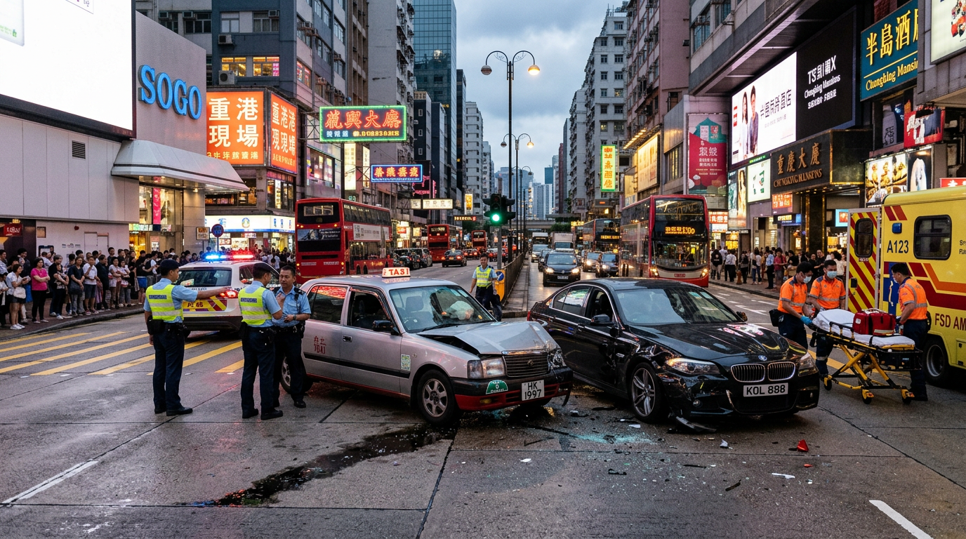 Two cars collided on a city street with police and paramedics attending the scene