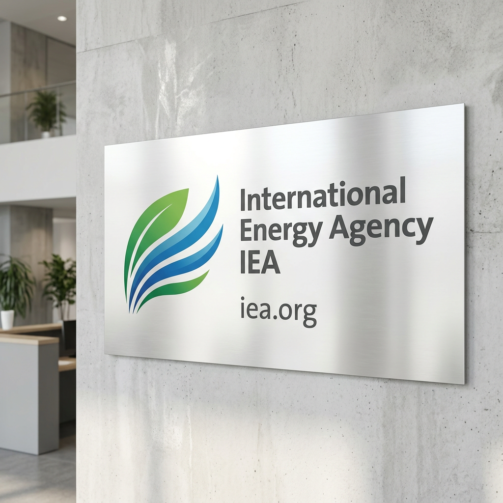 Sign with International Energy Agency logo and iea.org URL