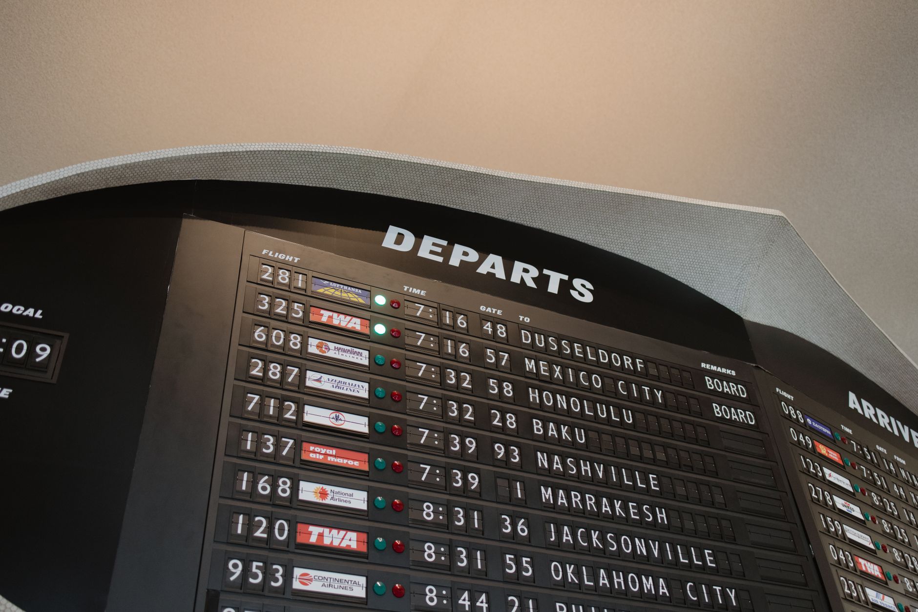 departures on screen at airport