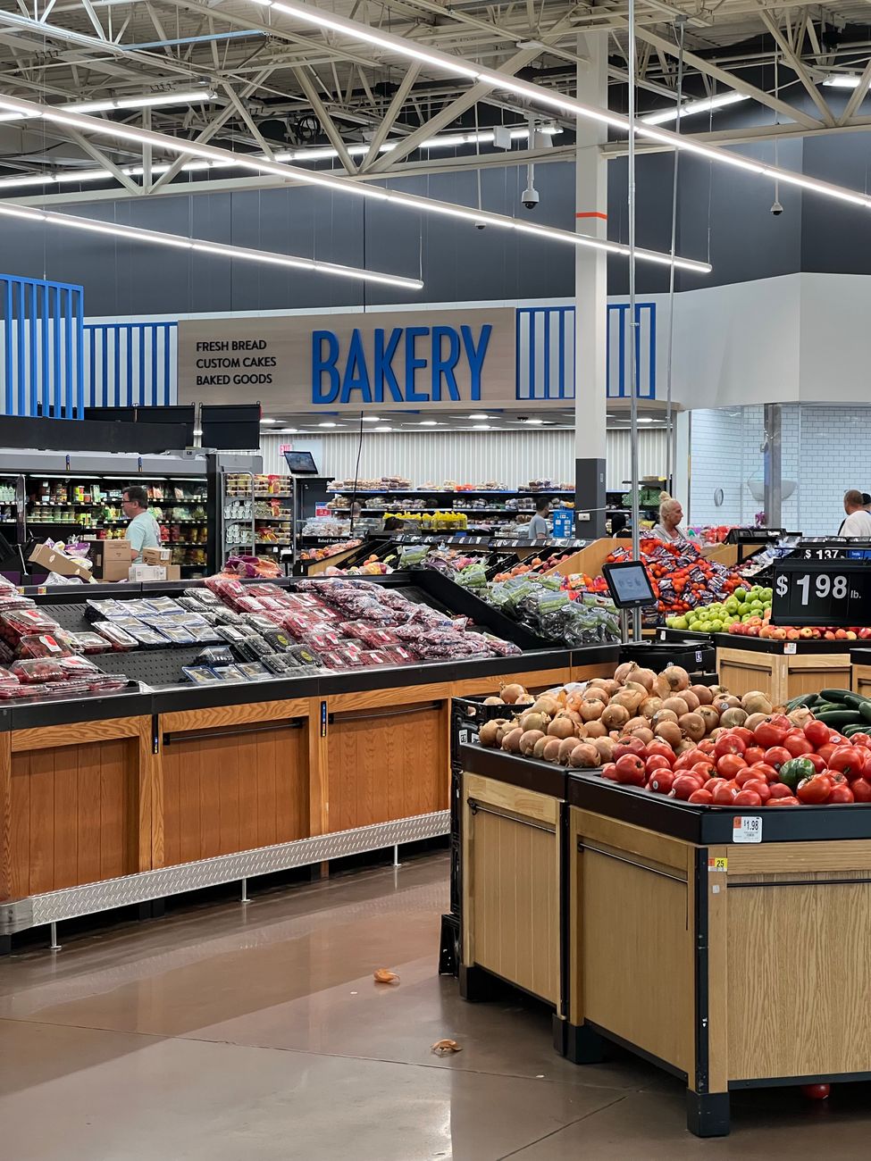 interior of a modern supermarket produce section