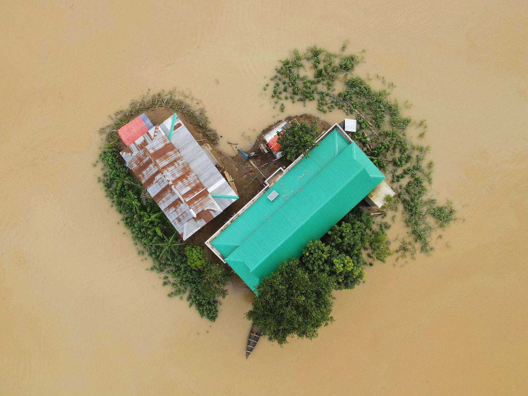 aerial view of flooded area in bangladesh