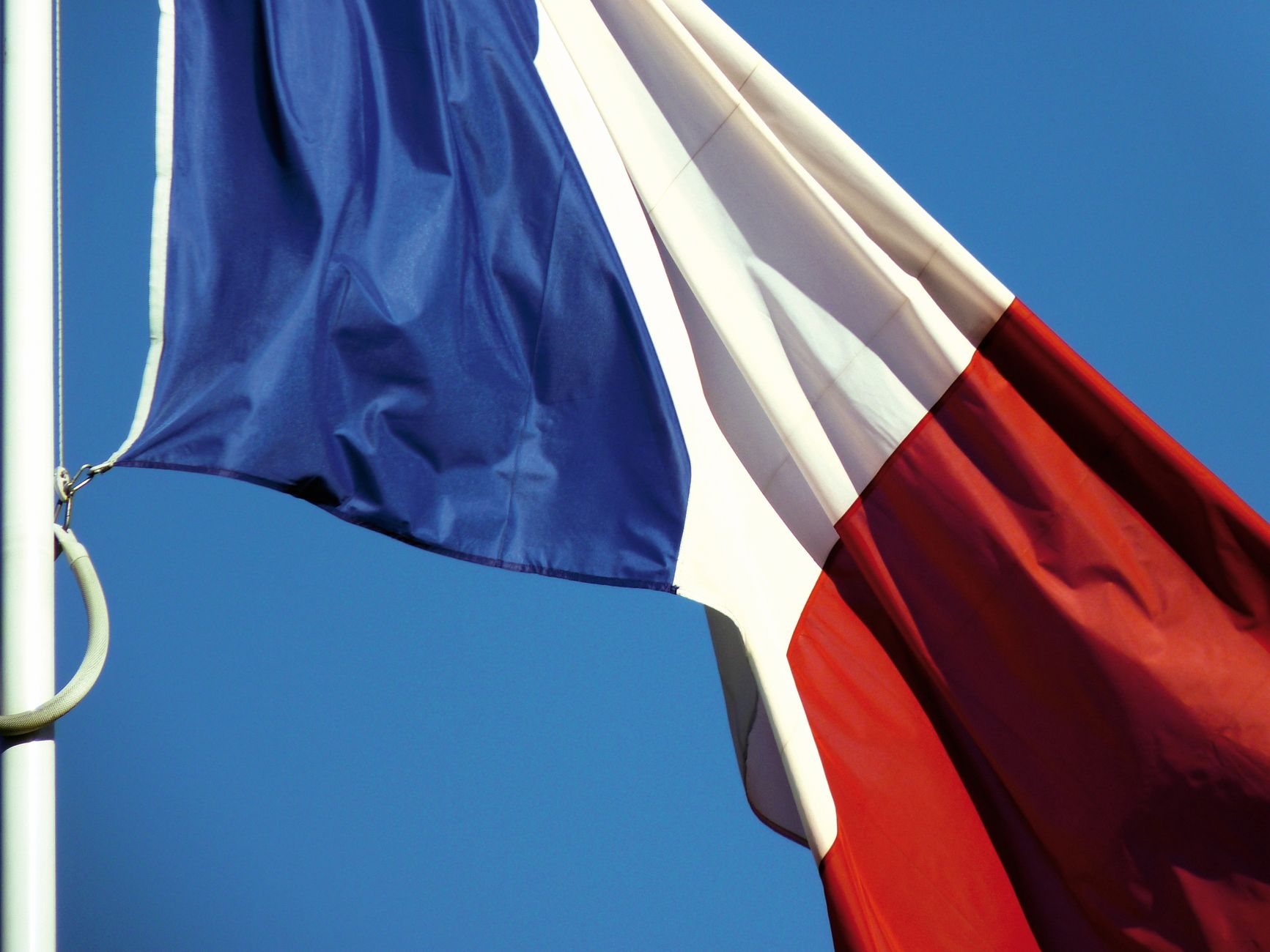 close up shot of the flag of france